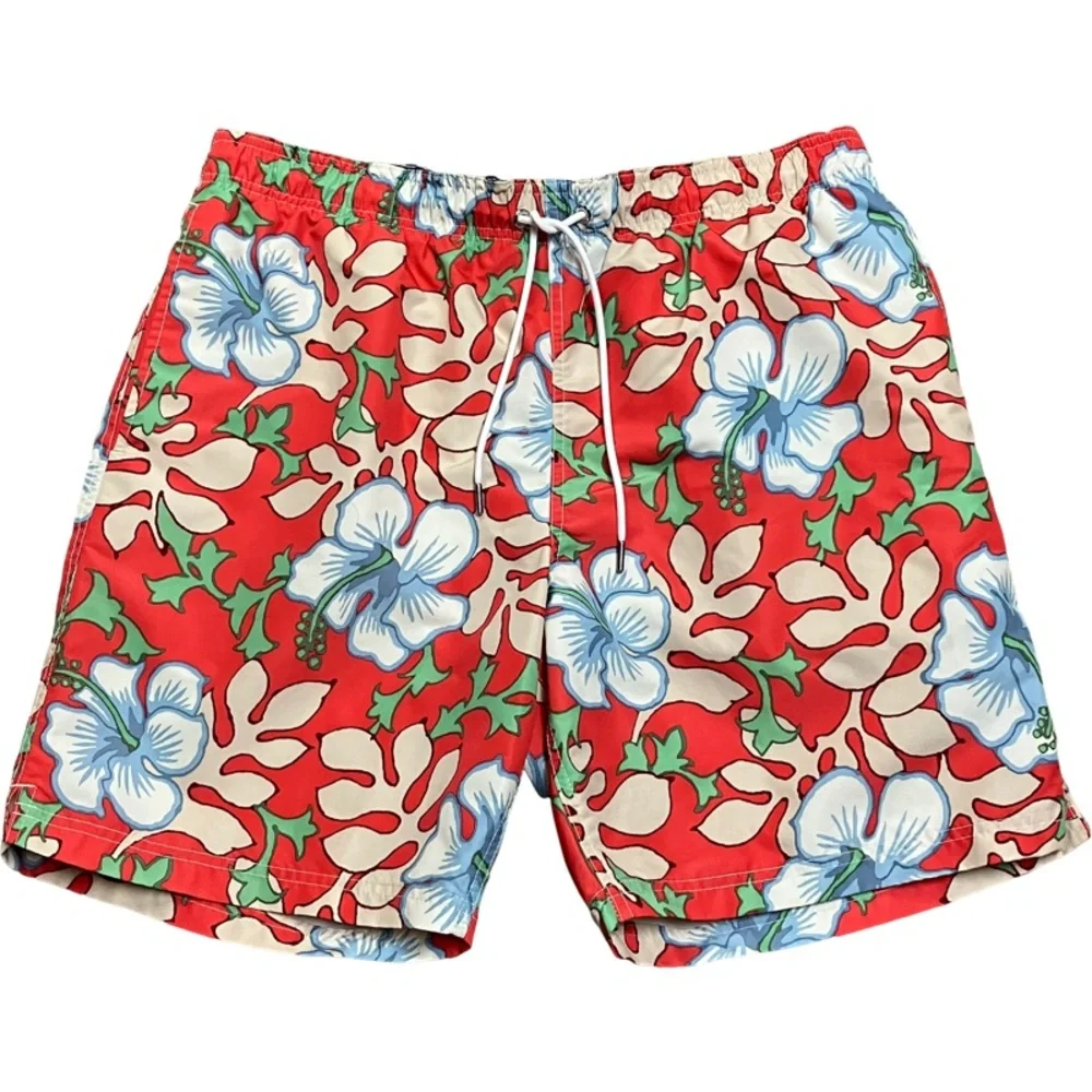 LANDS’ END Mens Tropical Swim Trunks SIZE Large 36-38 Pockets Lined Beach NEW - Picture 1 of 8